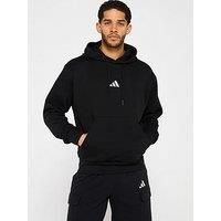 adidas Men/'s ESSENTIALS FEELCOZY FLEECE HOODIE, black/white, M