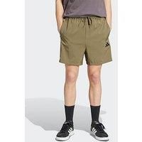 adidas Men/'s Essential Three Stripes Chelsea Base Short, Olive Strata/Black, S