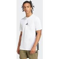 adidas Men/'s Essential Three Stripes Single Jersey TEE, White/Black, L