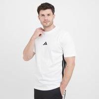 adidas Men/'s Essential Three Stripes Single Jersey TEE, White/Black, XL