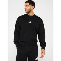 adidas Men/'s ESSENTIALS FEELCOZY FLEECE SWEATSHIRT, black/white, XXL