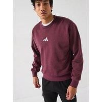 adidas Men/'s ESSENTIALS FEELCOZY FLEECE SWEATSHIRT, aurora ruby/white, XXL