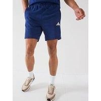 adidas Men/'s Essential Three Stripes French Terry Short, Dark Blue/White, M
