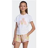 Adidas Sportswear Junior Girls Seasonal Essentials Flower T-Shirt Kids - White - White/Multicolor