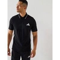 adidas Men/'s Essential Three Stripes Pique Polo Shirt, Black/White, S