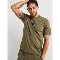 adidas Men/'s Essentials Small Logo Single Jersey TEE, Olive strata/Black, M