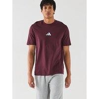 Adidas Sportswear Mens Essentials Small Logo Single Jersey Tee - Burgundy