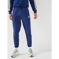 adidas Men/'s Essential Three Stripes Woven Pant, Dark Blue/White, M