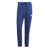 adidas Men/'s Essential Three Stripes Woven Pant, Dark Blue/White, XXL