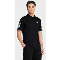 Adidas Mens Tennis Club 3 Stripe Polo - Black