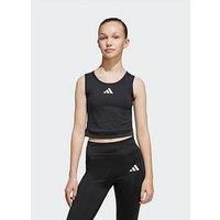 adidas Girl/'s GOTO PZ Crop TOP, Black/White, 14-15 Years