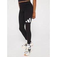 adidas Girl/'s ESSENTIALS LINEAR LOGO LEGGINGS, black/white, 7-8 Years