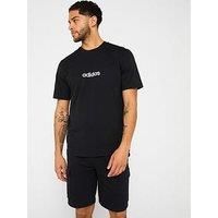 adidas Men/'s Essentials Linear Single Jersey TEE, Black/White, XXL