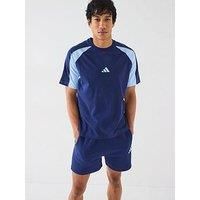 adidas Men/'s Seasonal Essentials Colorblock T-Shirt, Dark Blue, S