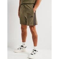 Adidas Sportswear Mens Essential 3-Stripe French Terry Shorts - Green