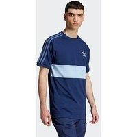 adidas Originals 3 Stripe Panel T-Shirt - Blue - Size 2XL
