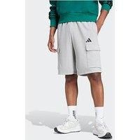 adidas Men/'s Essentials FEELCOZY French Terry Cargo Short, Medium Grey Heather/Black, S