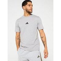 adidas Men/'s Essentials Small Logo Single Jersey TEE, Medium Grey Heather/Black, XXL