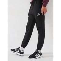 adidas Men/'s Essentials FEELCOZY Fleece Cargo Pant, Black/White, XL