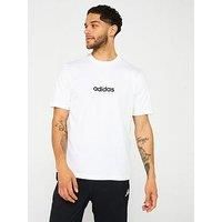 adidas Men/'s Essentials Linear Single Jersey TEE, White/Black, XL