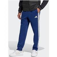 adidas Men/'s Essentials Three Stripes Fleece Pant Open Hem, Dark Blue/White, L