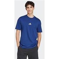 adidas Men/'s Essentials Small Logo Single Jersey TEE, Dark Blue/White, S