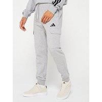 adidas Men/'s Essentials FEELCOZY Fleece Cargo Pant, Medium Grey Heather/Black, XL