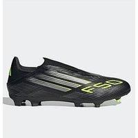 adidas Unisex F50 League Laceless Firm Ground Football Boots, Core Black/Iron Metallic/Lucid Lemon, 12 UK
