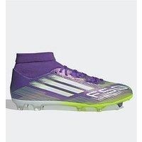 adidas Unisex F50 League Mid Firm Multi Ground Football Boots, Purple Rush/Cloud White/Lucid Lemon, 12 UK