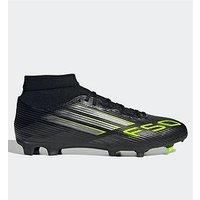 adidas Unisex F50 League Mid Firm Multi Ground Football Boots, Core Black/Iron Metallic/Lucid Lemon, 6 UK