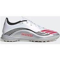 adidas Unisex F50 Messi League Turf Football Boots, Cloud White/Lucid Red/Silver Metallic, 6 UK