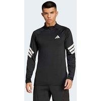 Adidas Mens Training Gym+ 3 Stripe 1/4 Zip Top - Black