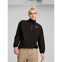 PUMA CLASSICS Woven Relaxed Quarter Zip Crew Top Sweatshirt - Mens