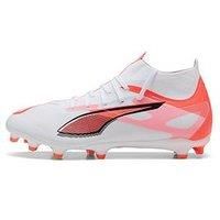 PUMA Unisex Ultra 5 Match+ FG/AG Soccer Shoe, White Black-Glowing RED, 9 UK