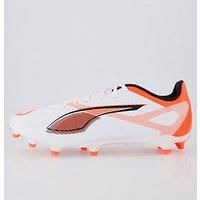 PUMA Unisex Ultra 5 Play FG/AG Soccer Shoe, White Black-Glowing RED, 8 UK