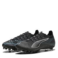 PUMA Unisex Ultra 5 PRO FG/AG Soccer Shoe, Black Silver-Bright Aqua, 8 UK