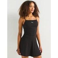 Puma Womens Wardrobe Essentials Ribbed Flared Short Dress - Puma Black