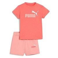 PUMA Unisex Baby MINICATS ESS Tee and Shorts Set INF Gestrickte Anzüge, Peach Frost, 80