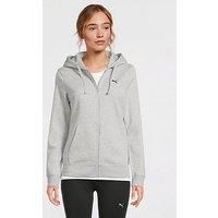Puma Womens Essentials Puma Logo Full Zip Hoodie - Grey