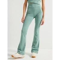 Puma Womens Essentials Puma Logo High-Waisted Flared Leggings - Green