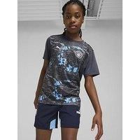 Puma Junior Mcfc Prematch Short Sleeve Jersey - Grey