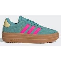 adidas Women/'s VL Court Bold Shoes, Powder Teal/Shock Pink/Powder Yellow, 8 UK