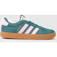 adidas Women/'s VL Court 3.0 Shoes, Preloved Teal/Clear Pink/Gold Metallic, 6 UK