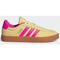 adidas Women/'s VL Court 3.0 Shoes, Powder Yellow/Shock Pink/Gold met, 6 UK