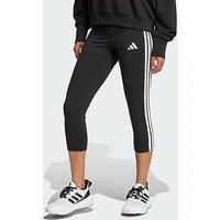 adidas Women/'s ESSENTIALS 3-STRIPES LEGGINGS 3/4 LENGTH, Black, XXS