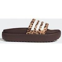 adidas Women/'s Adilette Platform Slides Flip-Flop, Shadow Brown/FTWR White/Magic Beige, 7 UK