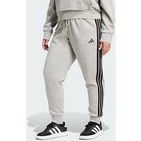 adidas Women/'s Essentials 3-Stripes Fleece Slim Pants (Plus Size), Medium Grey Heather/Black, XL Plus