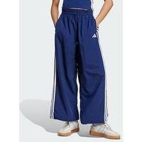 adidas Women/'s Essentials 3-Stripes Lifestyle Woven Parachute Pants, Dark Blue/White, XXL