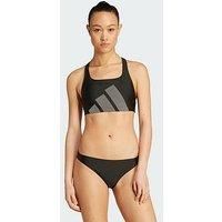 adidas Women/'s Big Bars C-Back Bikini Set, Black, 30