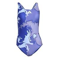 adidas Women/'s TIE DYE Graphic V Back Swimsuit, Semi Lucid Blue/White, 38
